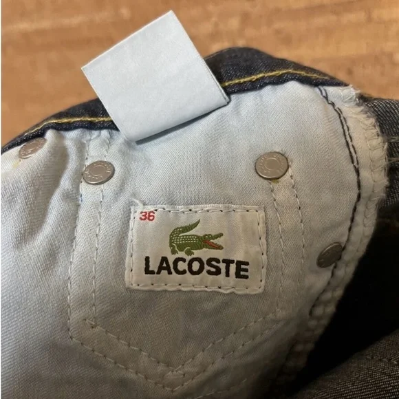 Lacoste Blue Boot Cut Jeans with Gold Stitching - Picture 4 of 7